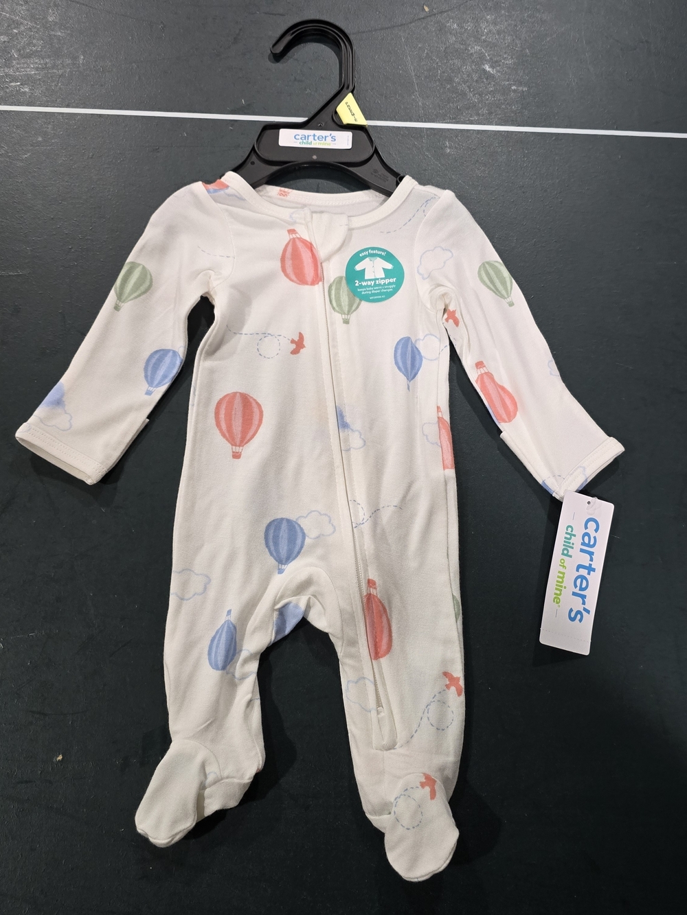 Carter's Cream Footed One-Piece with Hot Air Balloon Print